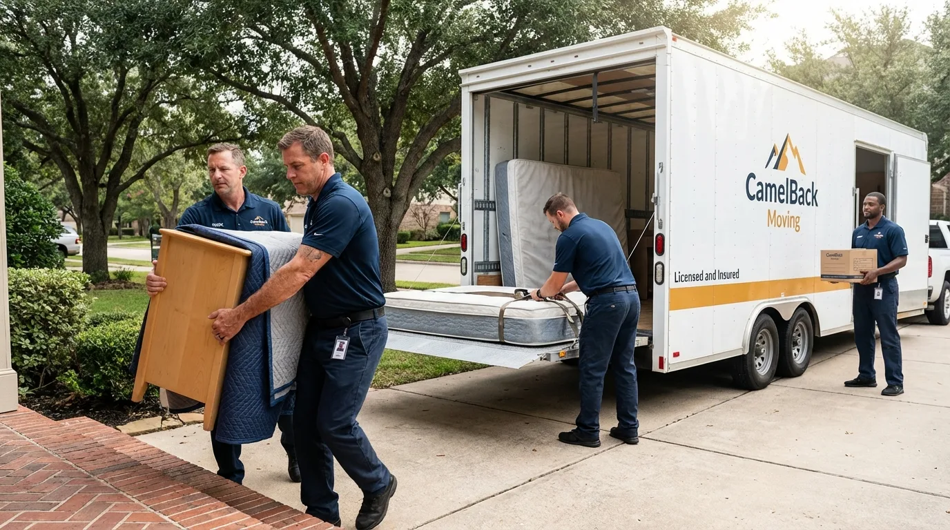 Crew loading residential truck for cross-state move from Morris, AL